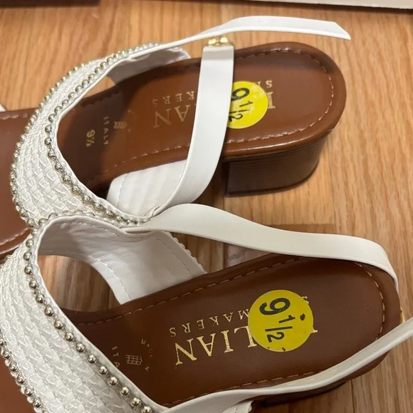 Elegant White and Brown Women's Sandals - Picture 5 of 5